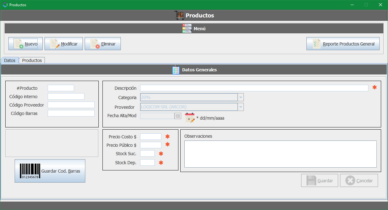 Sistema de inventarios y generación de ventas
